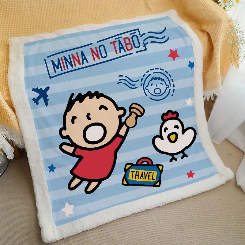 卡通大口仔水晶绒毛毯双层加厚沙发毯客厅卧室休闲毯学生宿舍披肩