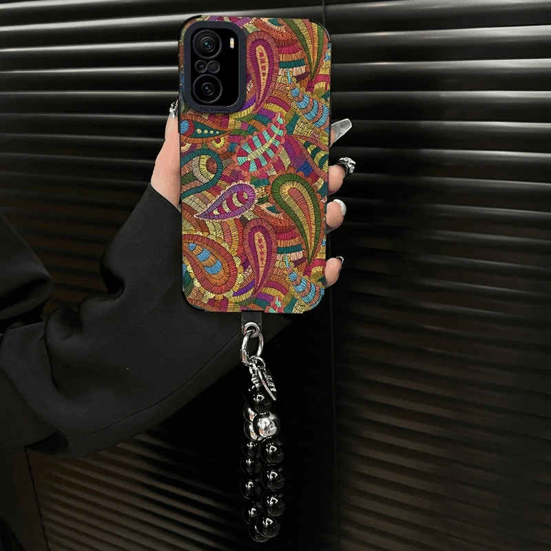 适用于红米K40Pro手机壳缤纷腰果花纹ins风网红创意全包防摔