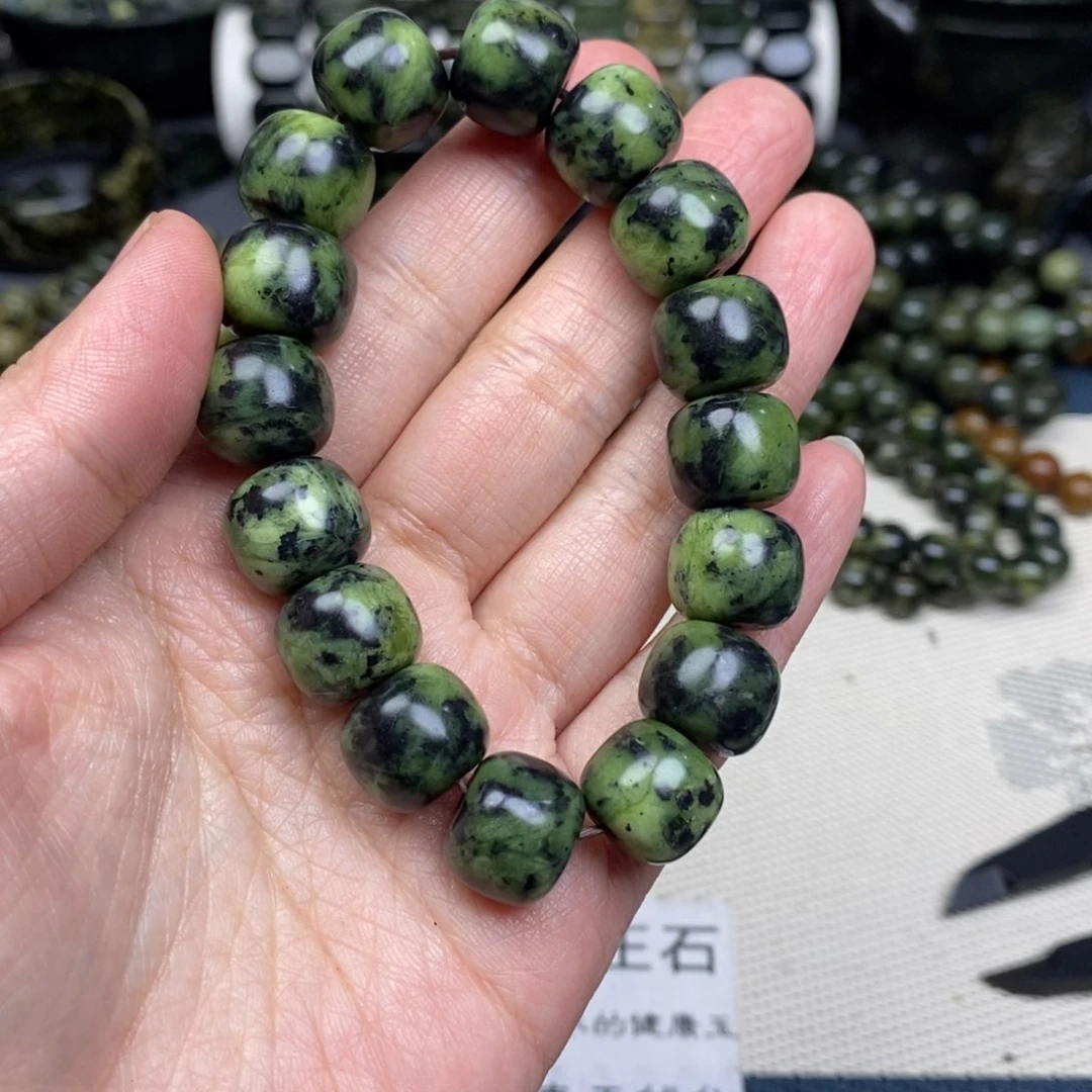 蛇纹石玉手链未镶嵌用****514×12mm