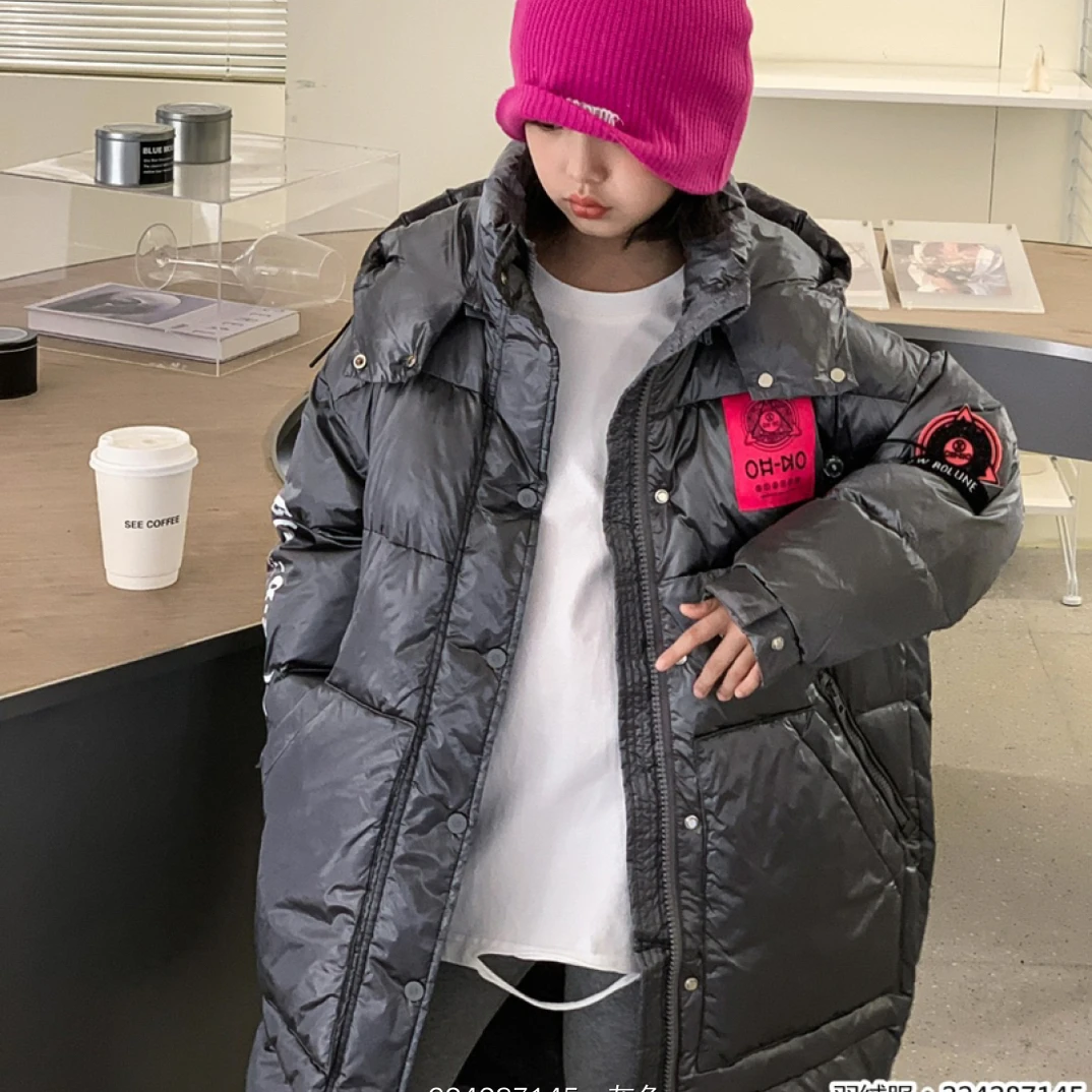 暖家 7145款D区童装灰色粉标羽绒服