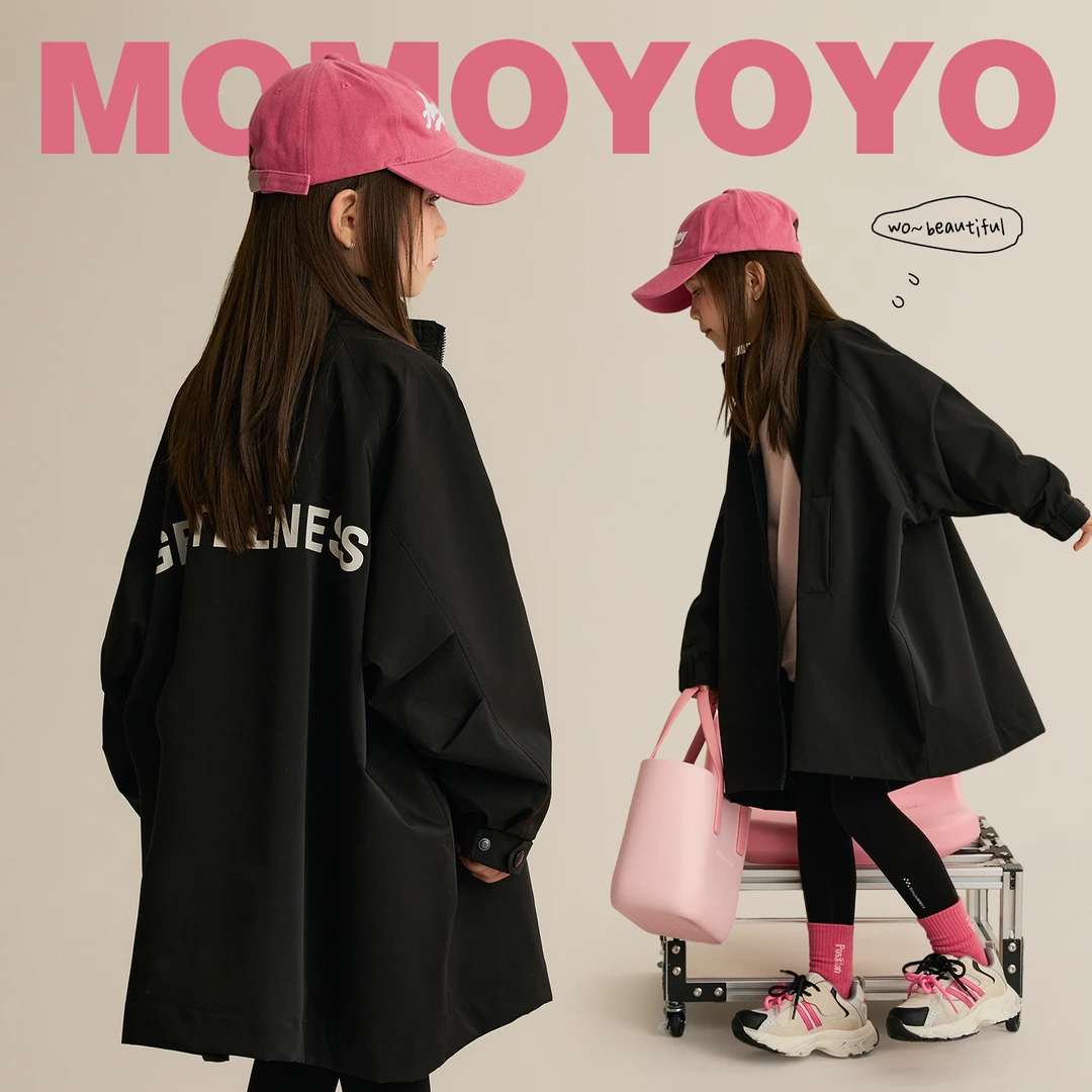 【蛋白外挂】女童防水字母中长款外套亲子装儿童风衣8451D