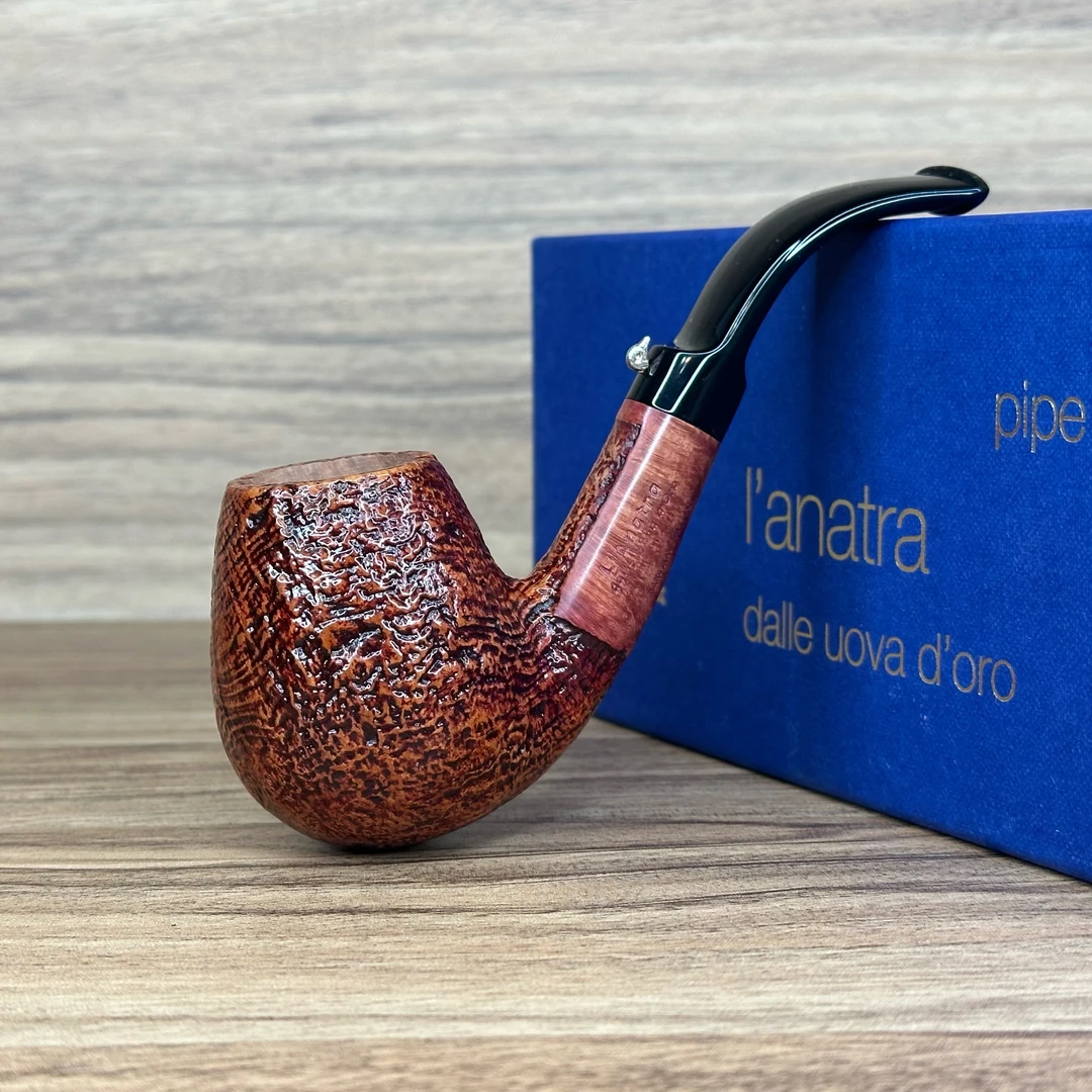 鸭子 意大利鸭子烟斗 水波纹喷砂经典大弯叼斗石楠木手工烟斗