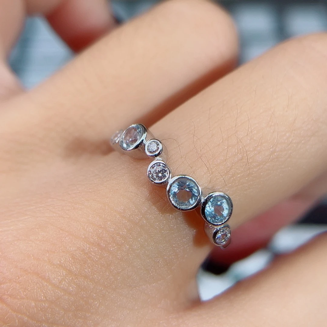 海蓝宝石戒圈银S925镶嵌