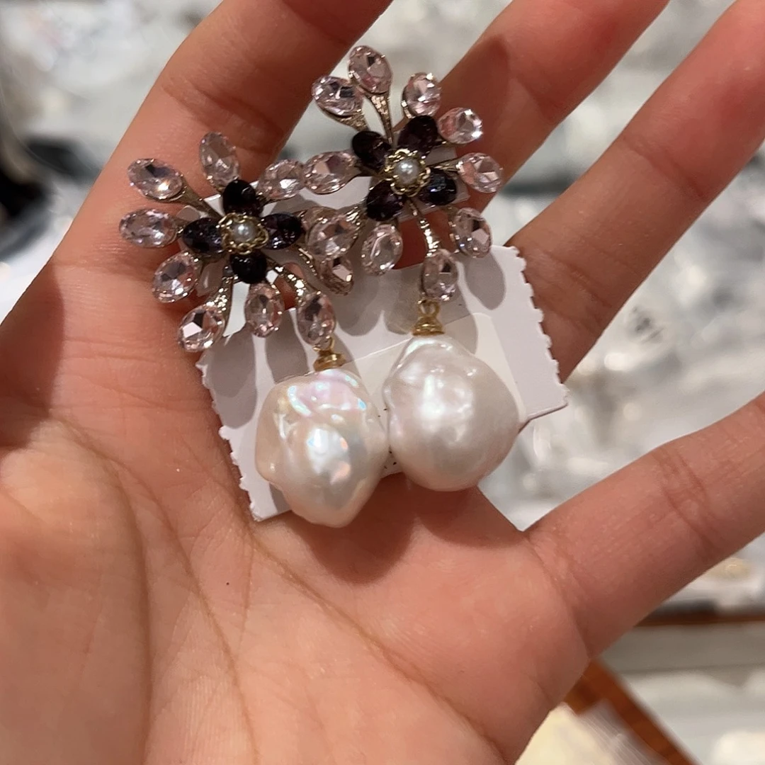 合金淡水珍珠耳饰