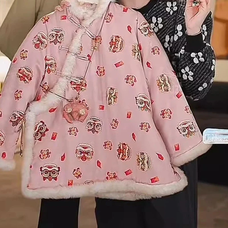 女童国风棉服新中式保暖汉服女宝宝时尚新年喜庆上衣