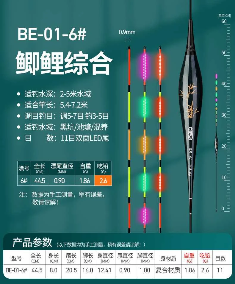 日夜两用电子漂绿色浮漂电子鲫鱼行程漂夜光漂日夜两用/夜钓/黑坑