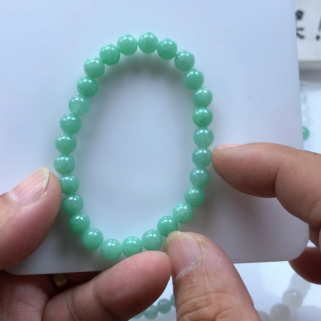 翡翠手串未镶嵌萬**艺缅甸天然翡翠手串6.5卡