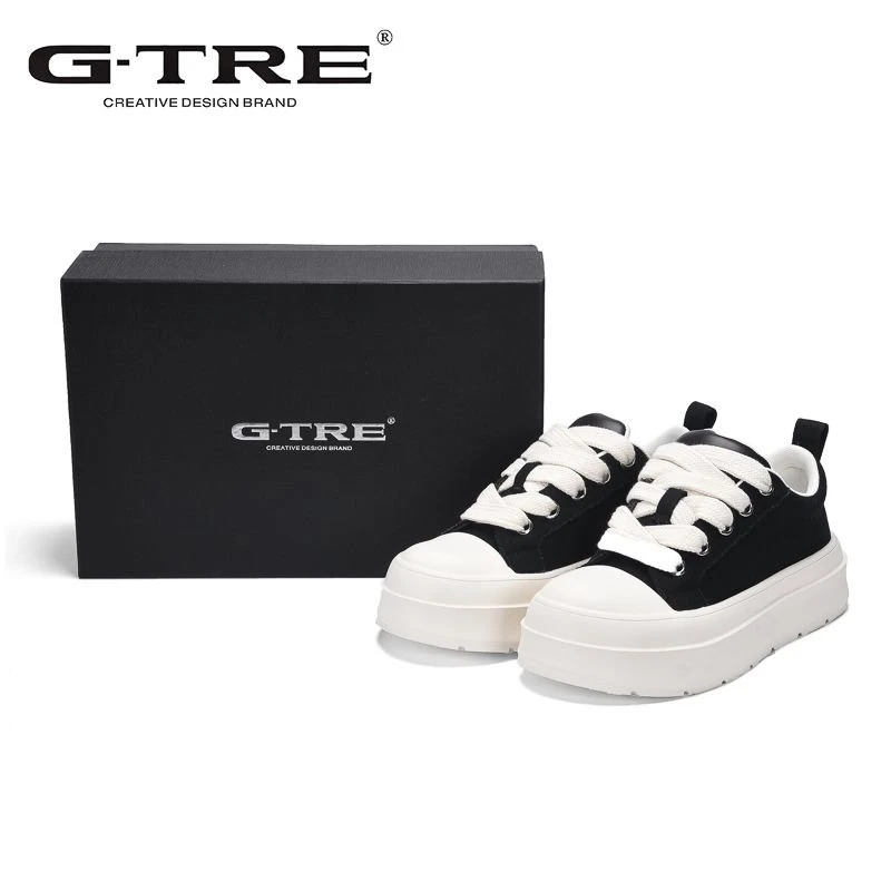 G-TRE 25SS帆布鞋【黑白】男女厚底增高圆头休闲百搭大头鞋