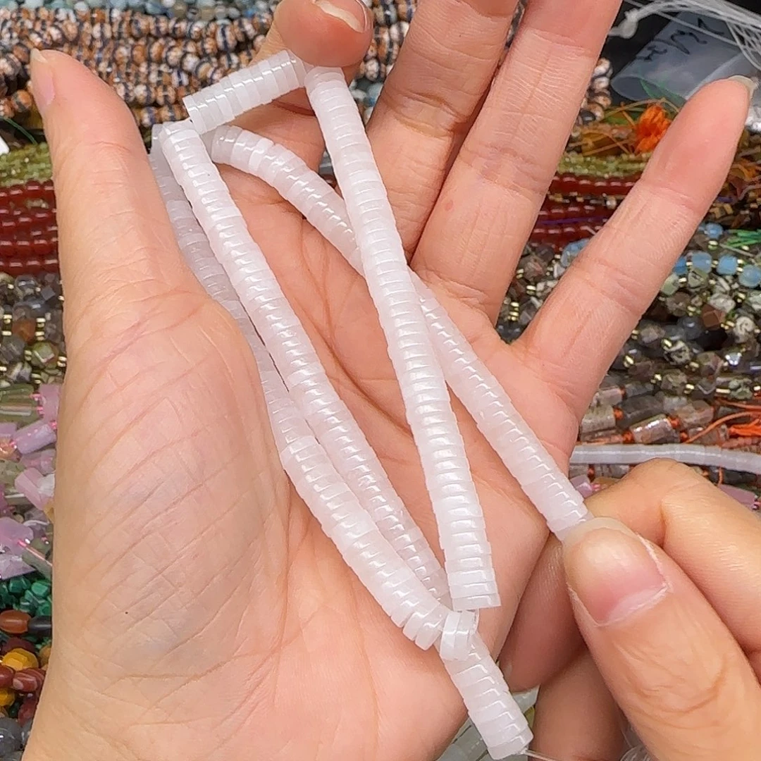 玛瑙/玉髓合金珠宝半成品白玉6mm一条隔片