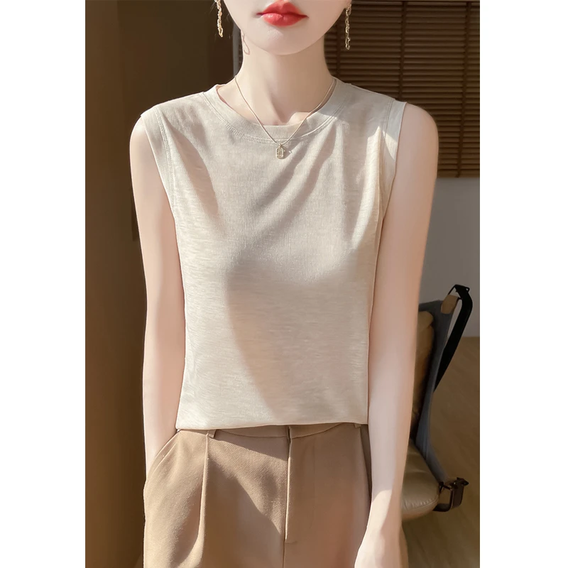 桑蚕丝吊带背心女装薄款无袖显瘦时尚夏季外穿宽松简约百搭打底衫