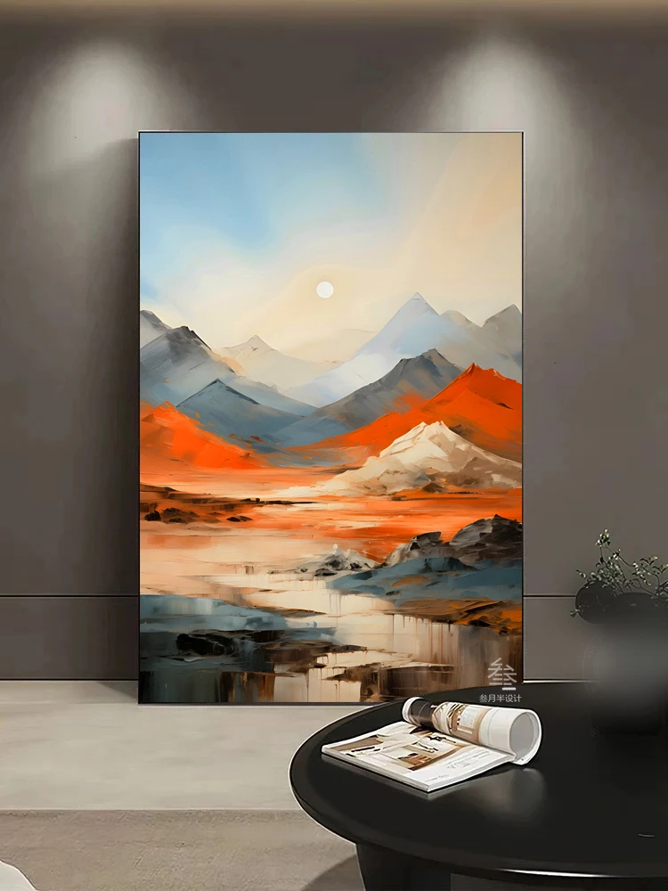 山河漫染客厅背景墙沙发背景墙挂画餐厅轻奢壁画床头砂岩装饰画