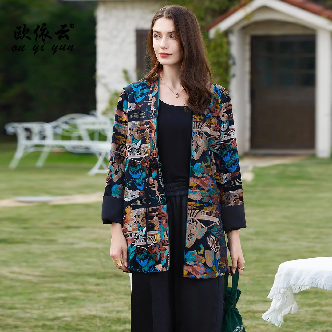 50071欧依云国风刺绣外套2025春上衣女妈妈装民族风长袖