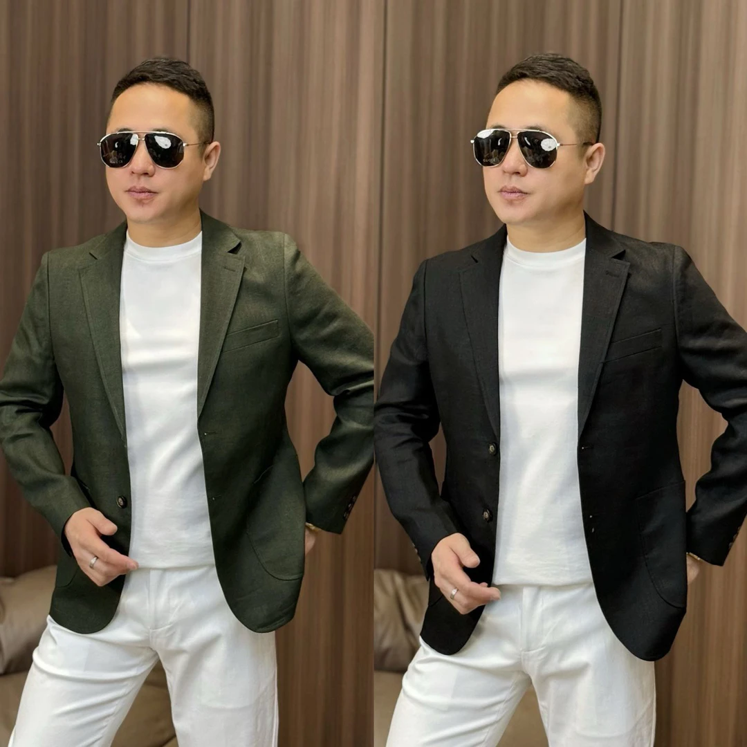 孙先生｜100%亚麻设计师款春季男士西服纯色平驳领西服外套023