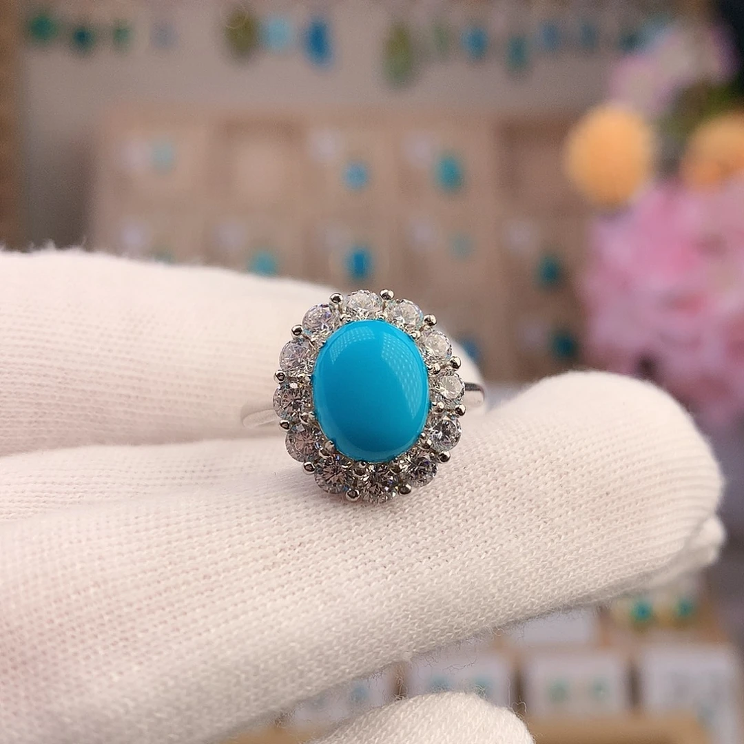 绿松石银S925镶嵌戒指