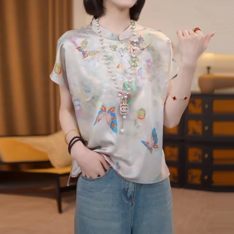 7新中式国风提花时尚气质短袖衬衫女2025夏季新款洋气减龄上衣