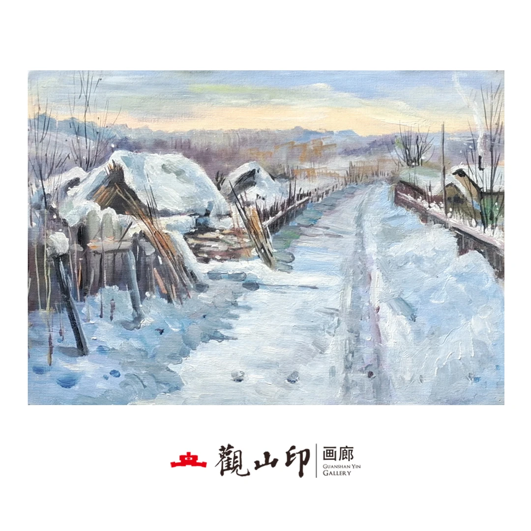 X原创手绘风景油画38x27cm乡村作品3404