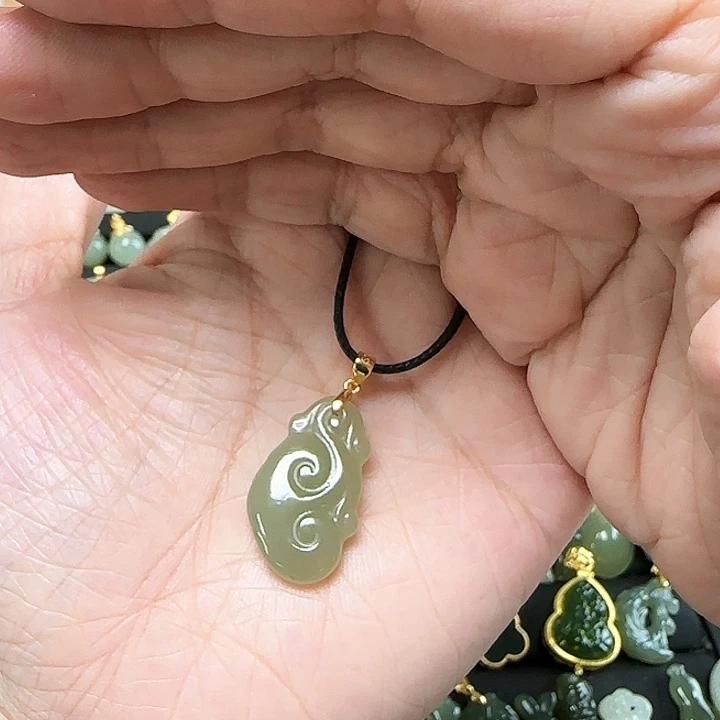 和田玉银S925镶嵌吊坠(不含链)