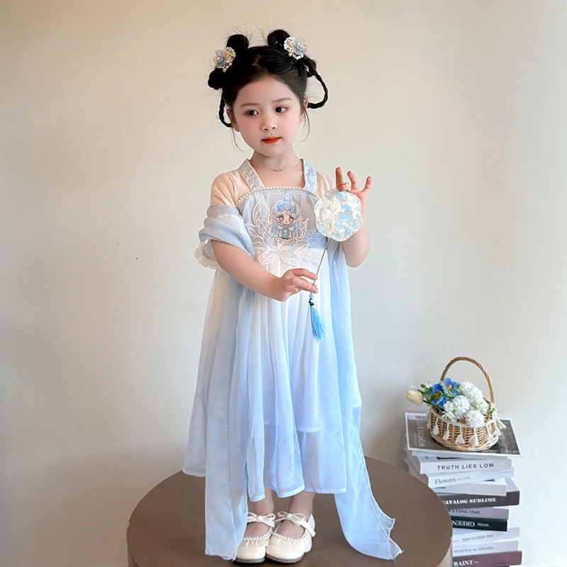 女童汉服夏款古风仙气连衣裙儿童女宝宝超仙薄款中国风小女孩襦裙
