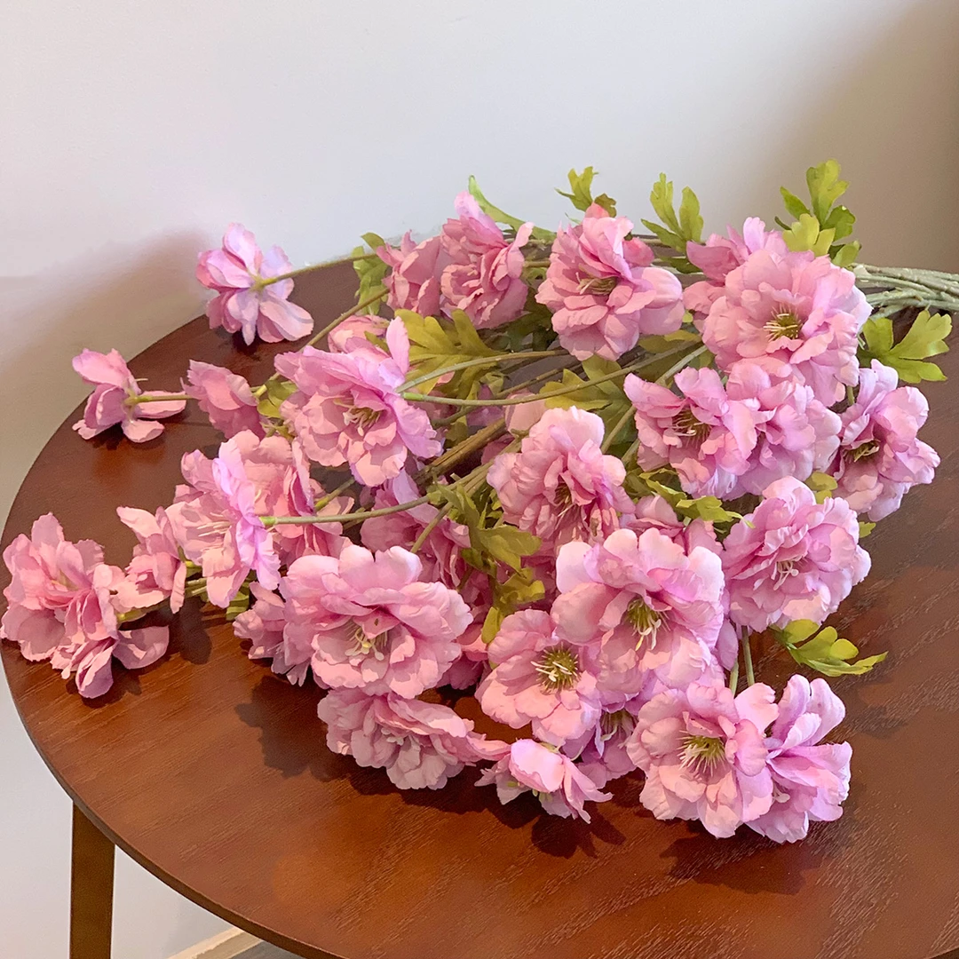 五头焦边木槿 仿真花 氛围感卧室花 紫色木槿 客厅花唯美浪漫假花