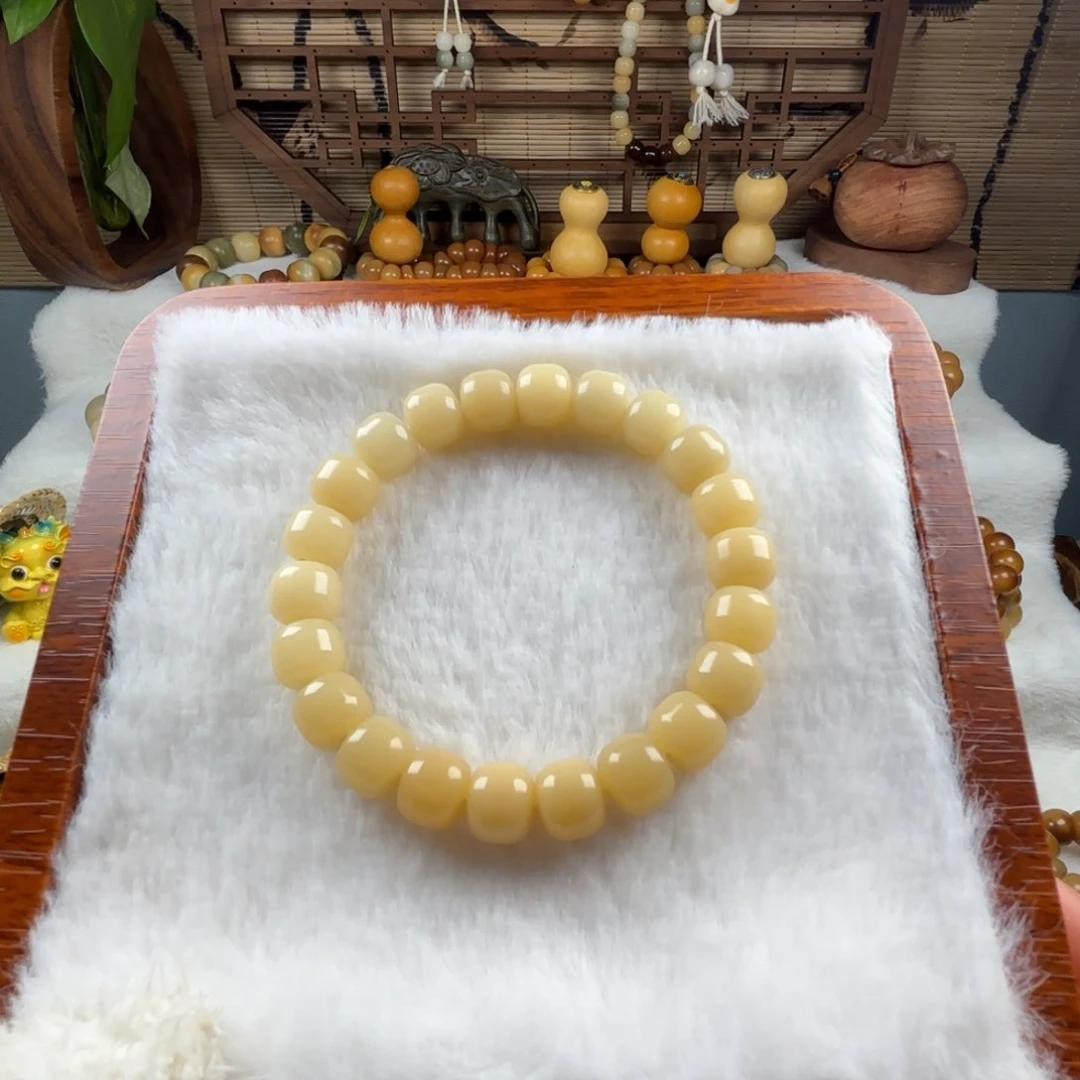 菩提根/象牙果手串卡10奶黄色小汉堡