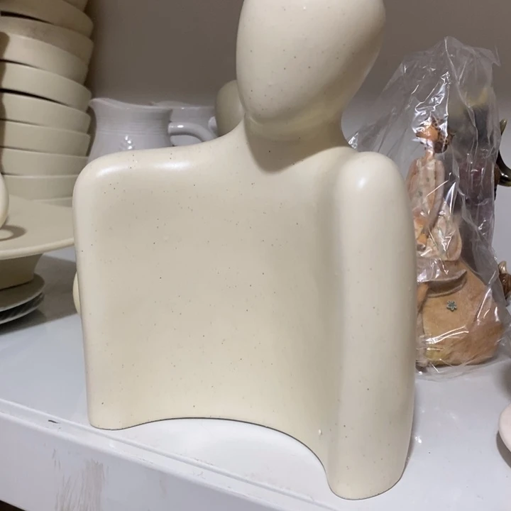 摆件瑶**期一大一小白色人物摆件