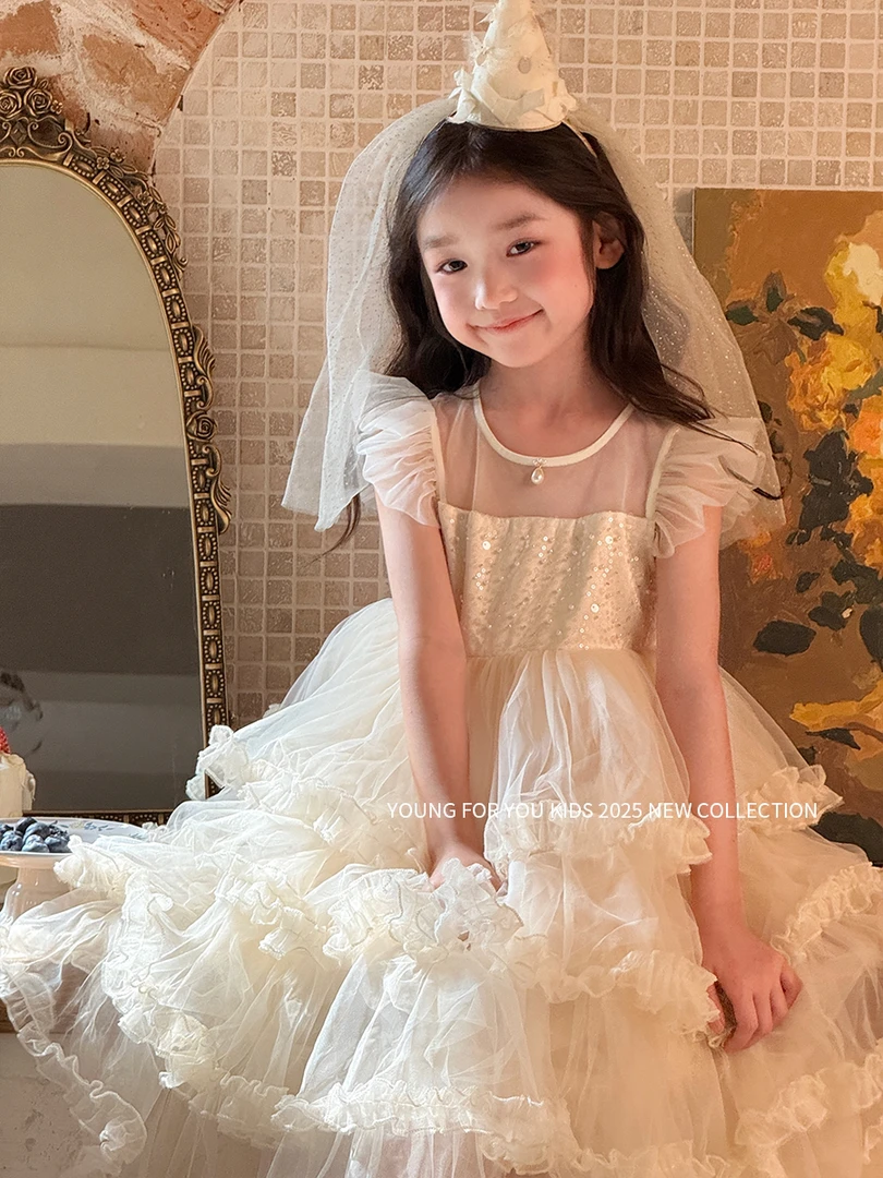 夏季女童法式生日蛋糕裙女宝连衣裙公主裙礼服长裙