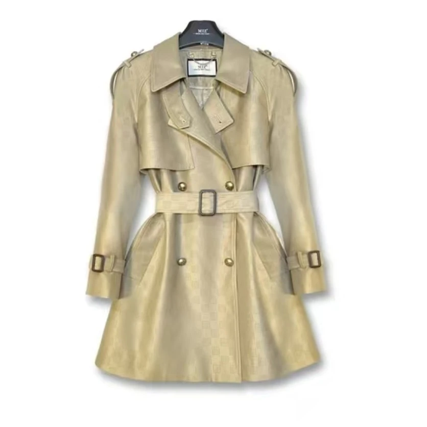 〈纪朵研〉H510秋装新款翻领百搭通勤双排扣收腰显瘦女士风衣外套