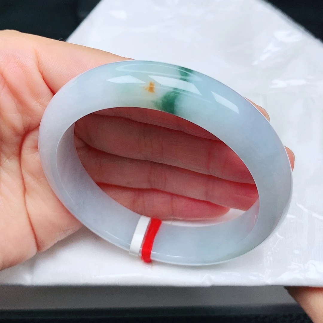 未镶嵌手镯翡翠冰润飘绿洒金12