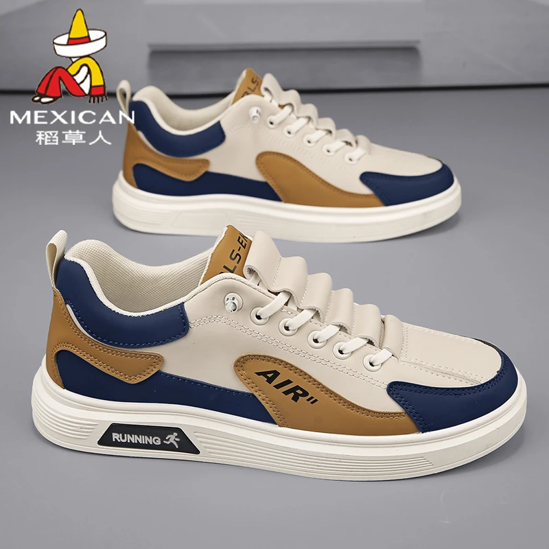 稻草人鞋子男款夏季新款透气小白鞋子潮流百搭一脚蹬运动休闲板鞋