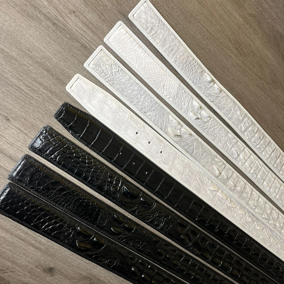 3.8cm鳄鱼骨皮腰带真鳄鱼皮带纯鳄鱼打孔皮带