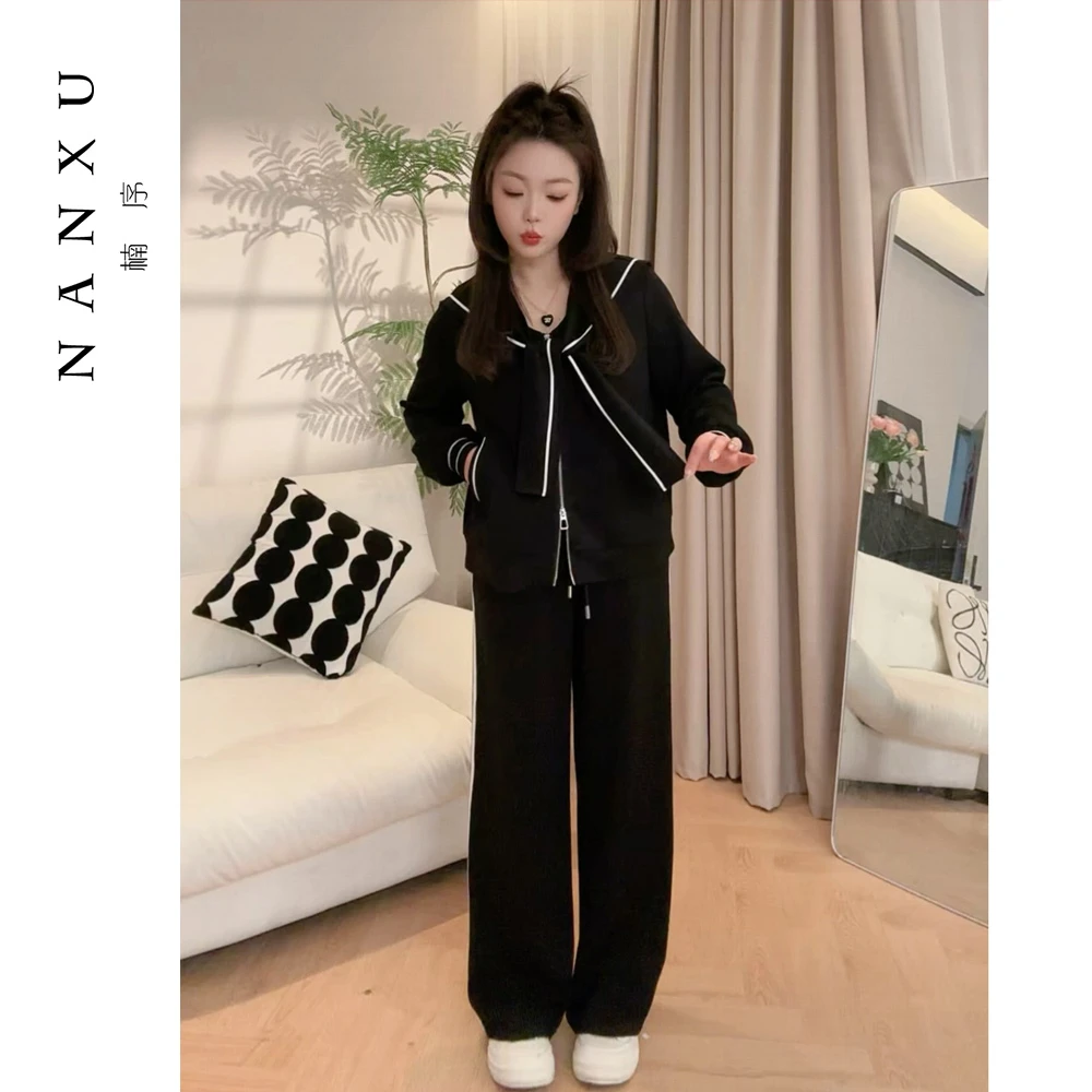 楠序魏魏【乌木乐园】微胖女装 2025年秋装高档休闲时尚套装NX13173