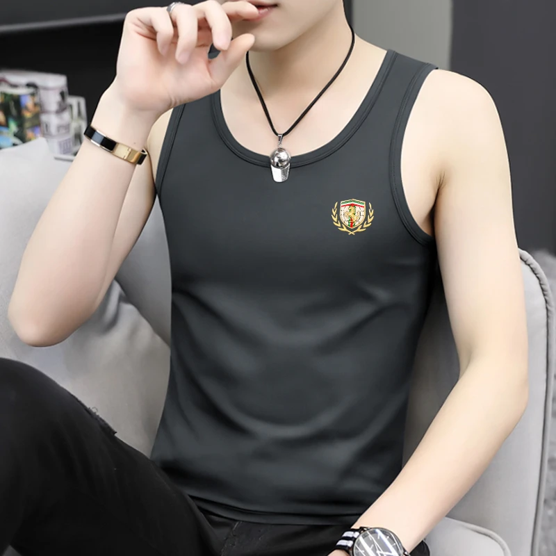 2026年夏季新款男士运动印花款圆领背心薄款无袖健身跨栏汗衫上衣