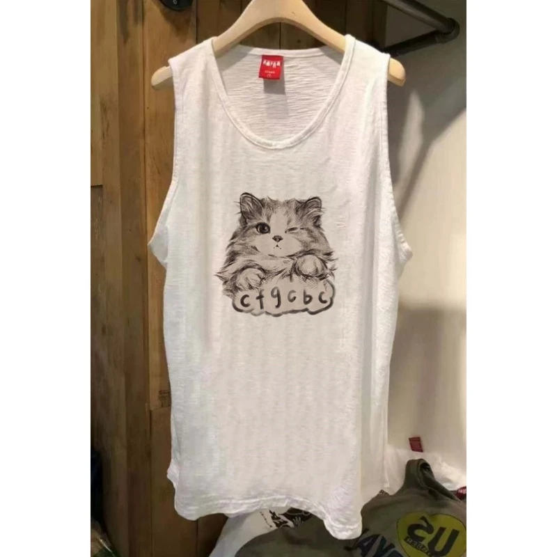 纯棉背心女夏季新款韩版宽松显瘦设计感小众减龄百搭洋气大码上衣