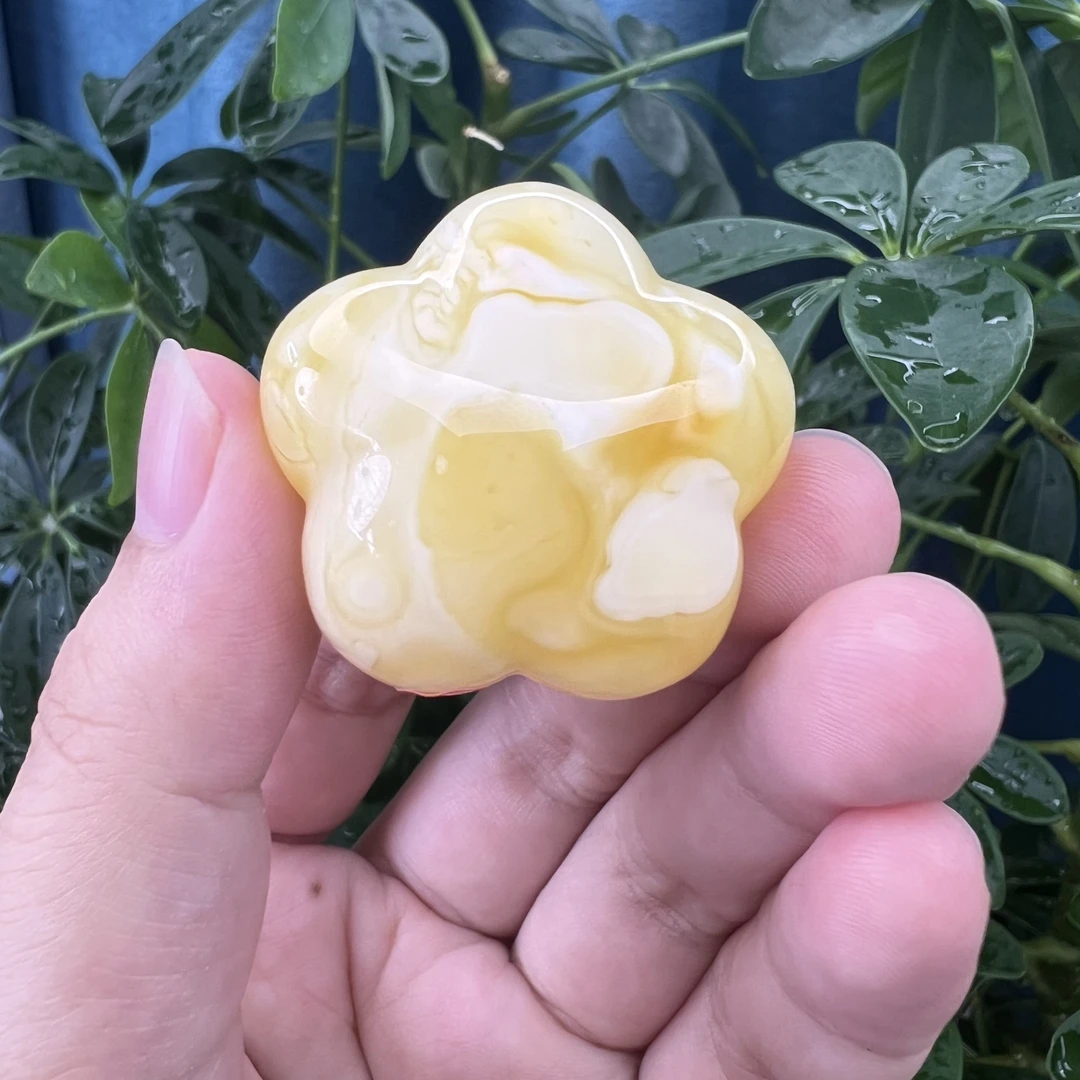 俄料妖白花精工蜜蜡星星吊坠12.8g 带证书