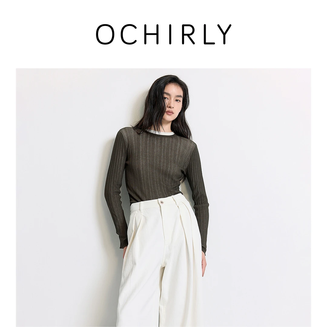 OCHIRLY欧时力 醋酸长绒棉轻薄针织衫防晒衫夏季商场同款2025新品