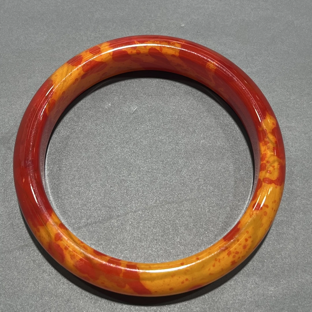 【菲菲】血胆金莲色玛瑙手镯@k