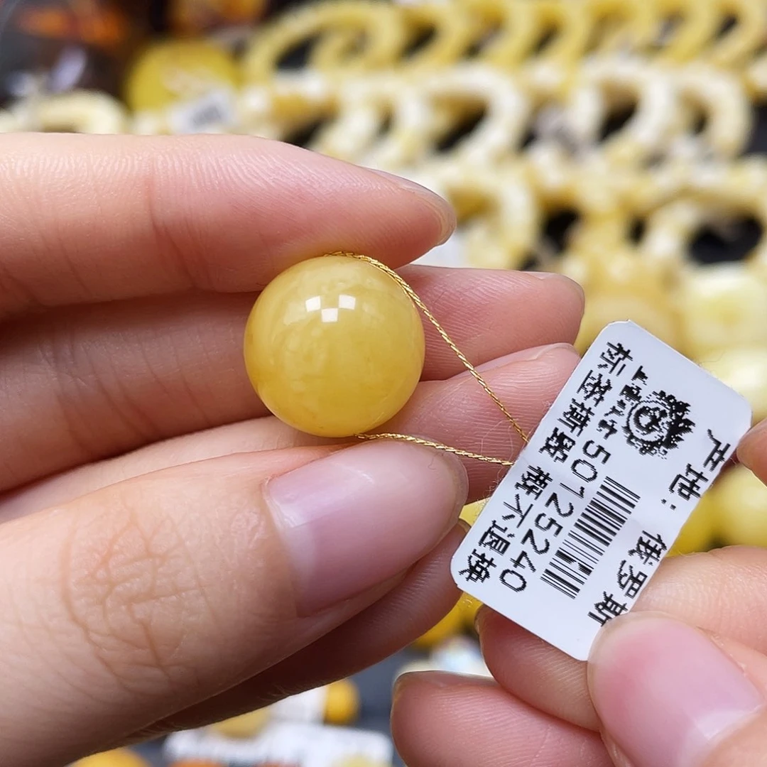 未镶嵌蜜蜡裸石圆珠14.6mm瑕