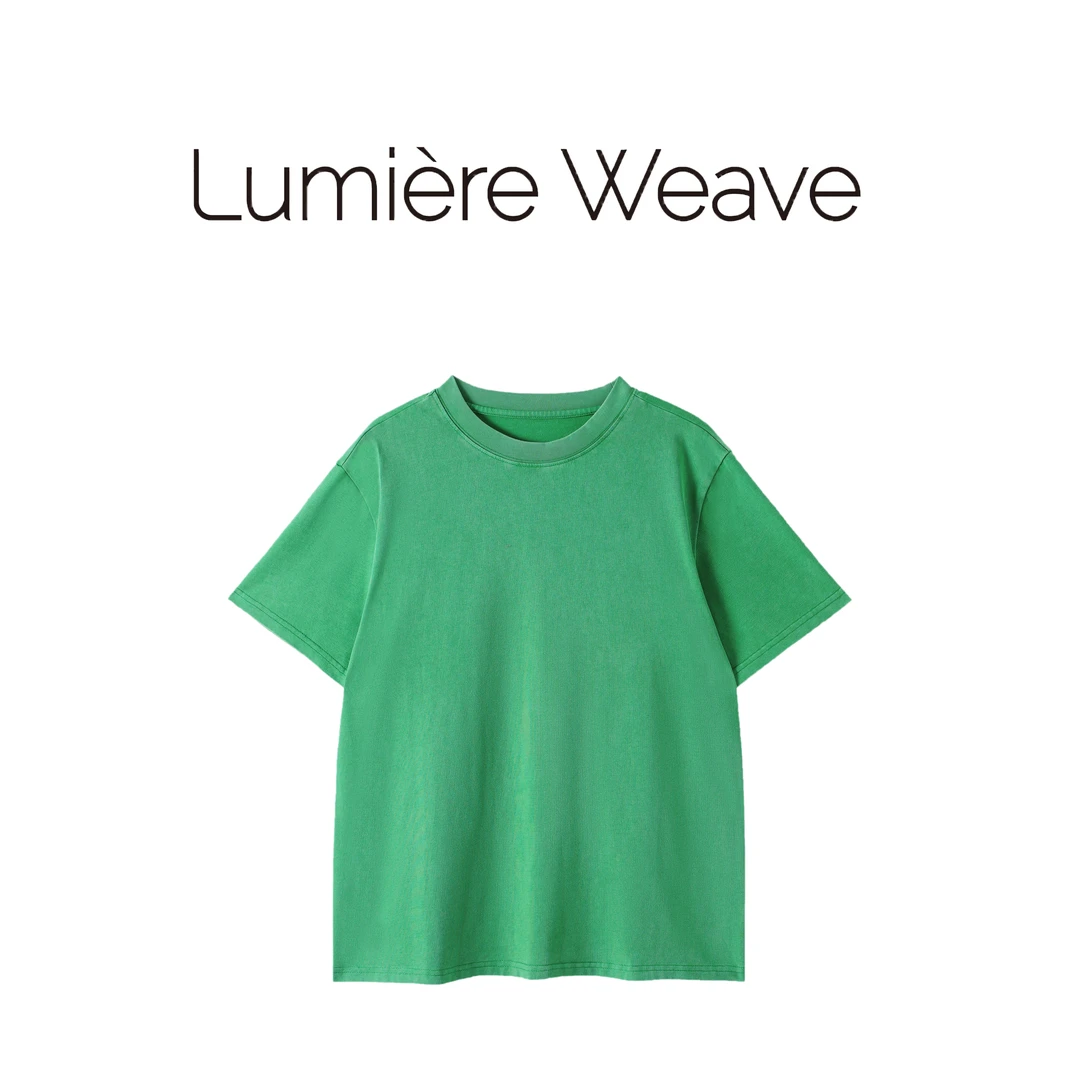 LumièreWeave【绿屿漫游】52DX1084纯棉夏季百搭休闲款短袖T恤
