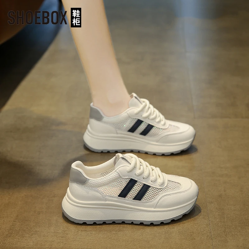 达芙妮集团旗下网面厚底小白鞋2025夏季新款防滑运动时尚休闲鞋女