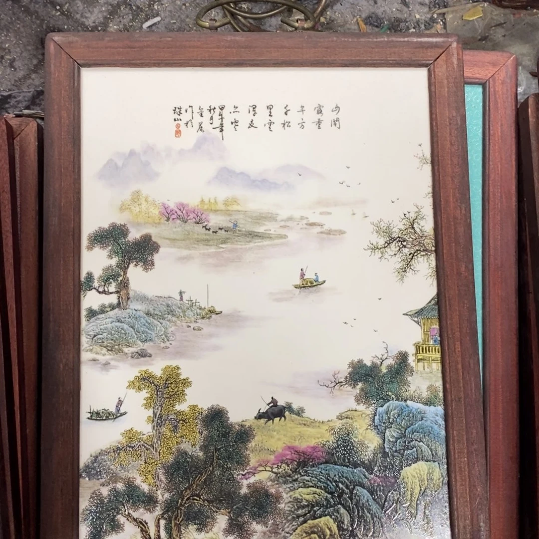 瓷片37*28*1景德镇瓷板画柴窑烧制