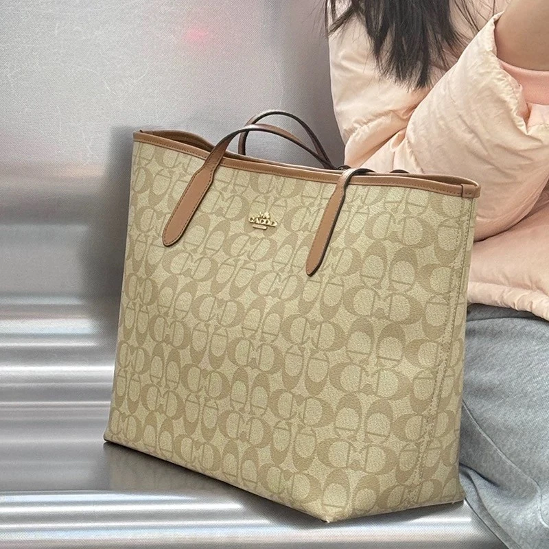 香港轻奢包包女式2025新款托特包女包老花大容量单肩包夏天通勤包