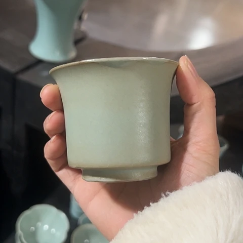 汝瓷柴烧马蹄手工瑕主人杯