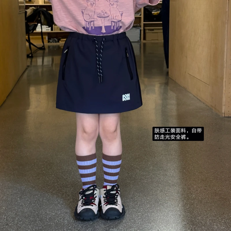 SKB2587女童韩版帅气工装半身裙2025夏装新款甜酷风抽绳短裙潮