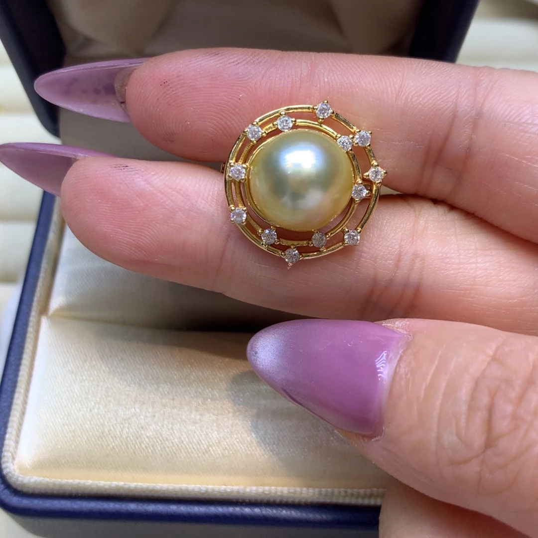 银S925镶嵌戒指海水珍珠