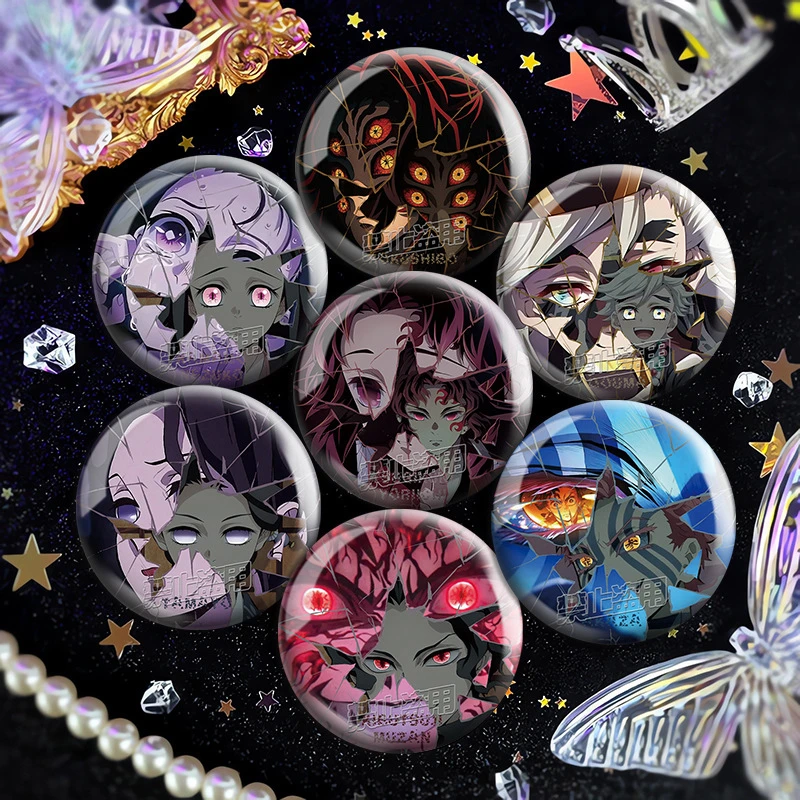 鬼灭之刃日漫谷子周边二次元PET双闪吧唧破碎反光工艺谷子徽章