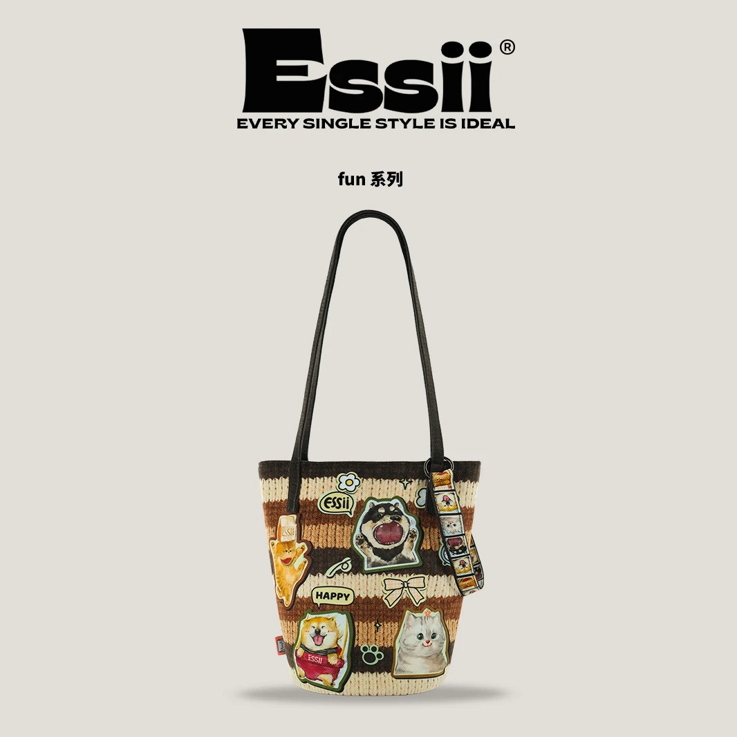 完美款款四大天王拼接风原创热门款手提单肩斜挎长水桶女士帆布包