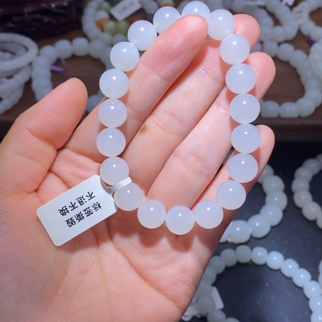 未镶嵌手链和田玉10圆珠