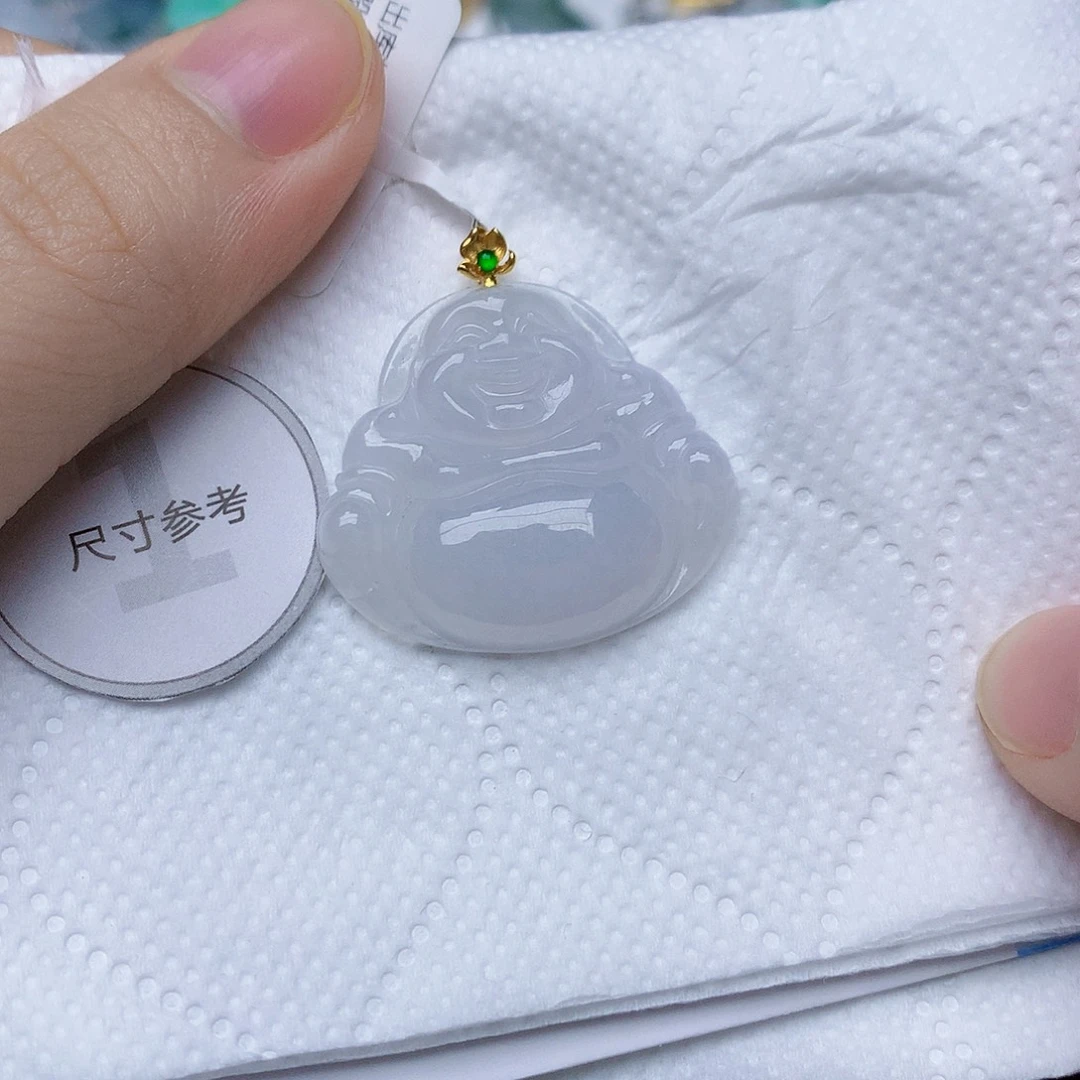 翡翠18K金镶嵌颈饰天然A货翡翠