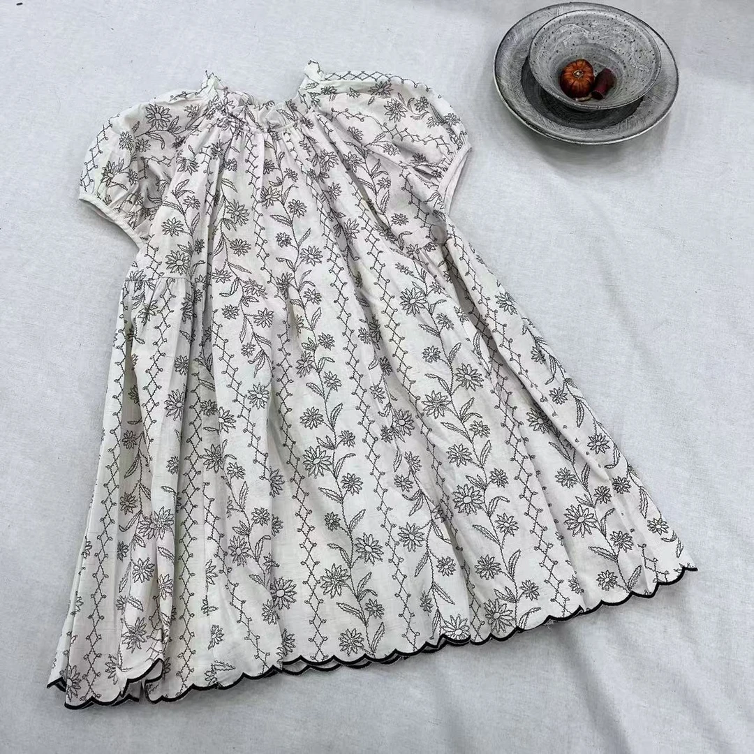 〖姐姐家〗2025夏款儿童萌娃穿搭绣花蕾丝花边连衣裙sy3225