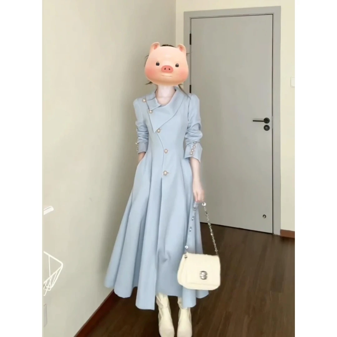 炽铂2025秋冬新款 法式复古收腰长袖风衣外套女优雅气质长款大衣